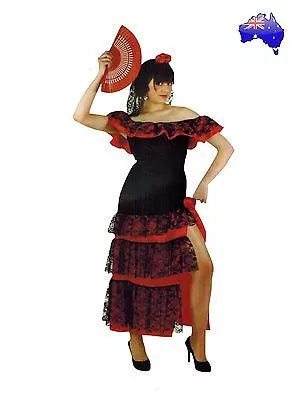 Flamenco Dance Womens Costume Spanish Mexican Dancer Fancy Dress Party 04A302 • $34.99