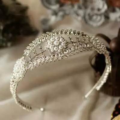 £15.41 • Buy Vintage Bridal Pearl And Crystal Tiara