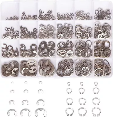 327Pcs Stainless Steel E-Clip Circlip Kit Retaining Ring Assortment Set 24 Sizes • $16.96