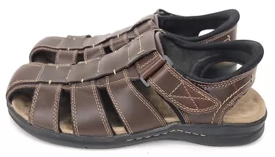 Dockers Sandals Mens Size 9 Brown Leather Flat Gladiator Straps Marin Fisherman  • $25.83