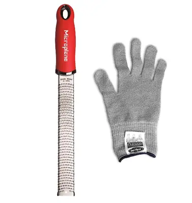 Microplane Premium Classic Series Zester Cheese Grater Red And Resistant Glove. • $23.95