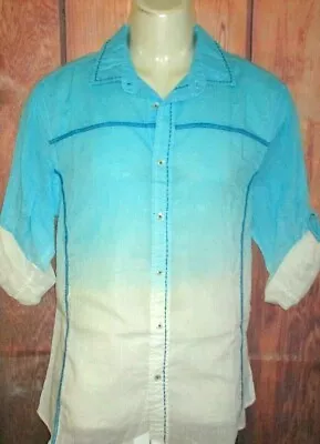 Mens Bar Iii Blue Blast Roll-up Long Sleeve Shirt Size M • $19.90