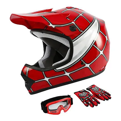 DOT Youth Helmet Child Kid Spider Motocross Full Face Offroad Dirt Bike ATV S-XL • $42.99