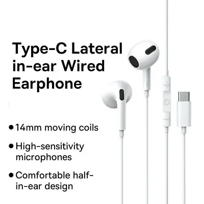 Wired Type-c Headphone Stereo Earphones With Mic For HUAWEI Xiaomi Samsung  • £7.99