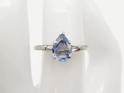 Vintage 1940s $5000 1.50ct Ceylon Blue NO HEAT Sapphire Diamond Platinum Ring • $950