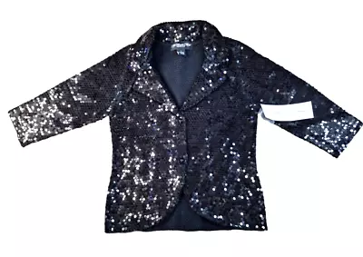 My Favorite Things By Colleen Lopez Womens SMALL Jacket All Sequins Black • $24.50