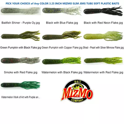 Mizmo Tubes Slim Jim 3.25 Inch Tender Tube Soft Plastic Baits Any Color 10pk • $7.99