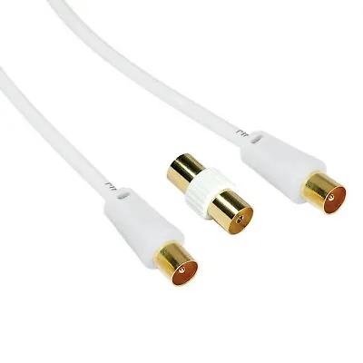 Coaxial TV Aerial Cable RF Fly Lead Digital Male To Male 1m 2m 3m 5m 10m 15m 20m • £4.49