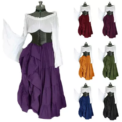 Womens Vintage Renaissance Medieval Cosplay Fancy Costume Gothic Victorian Dress • £30.40