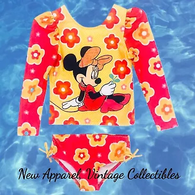 Baby Girls 18mo Disney Minnie Mouse Swimwear UPF-50+ Rashguard Set 2-pc Swimsuit • $16.19