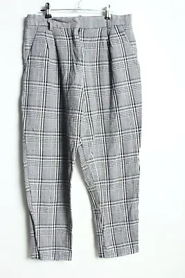 Topshop Womens Checked Tapered Trousers - Grey - Size 10 (y-k5) • £4.99