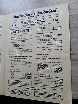 Variety Theatre Programme 1940portsmouth Hippodromewilly Panzer • £9
