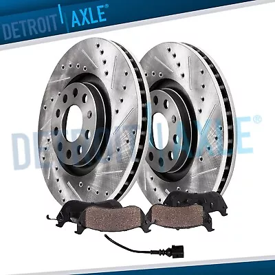 312mm Front Drilled Rotors Ceramic Brake Pads For Audi Q3 Quattro Passat Tiguan • $124.62