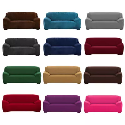 1 2 3 4 Seater Stretch Sofa Cover Slipcover Solid Chair Couch Cover Protector • $17.50