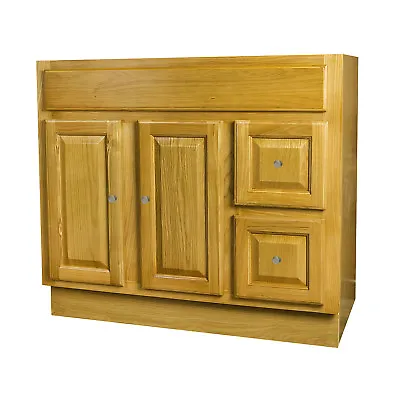 36 X 18 Raised Panel Oak Bathroom Vanity Cabinet With Drawers • $325