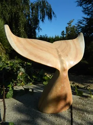 Wooden Whale Tail Carving - Hand Carved Fluke Whale Tail 17cm • £19.99