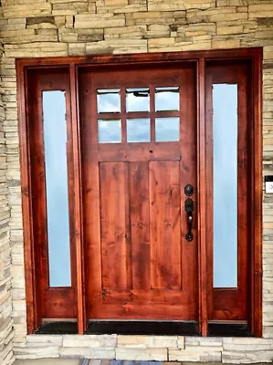 3068 Denver Style Craftsman Knotty Alder Entry Door With Sidelights  • $2898