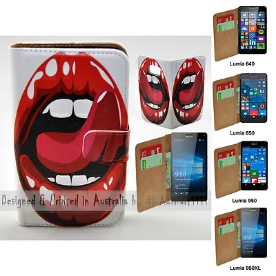 For Nokia Series - Lick Tongue Theme Print Wallet Mobile Phone Case Cover  • £8.76