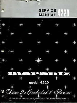 Vintage Marantz Model 4220 Stereo 2+ Quadradial 4 Receiver Service Manual • $17.39