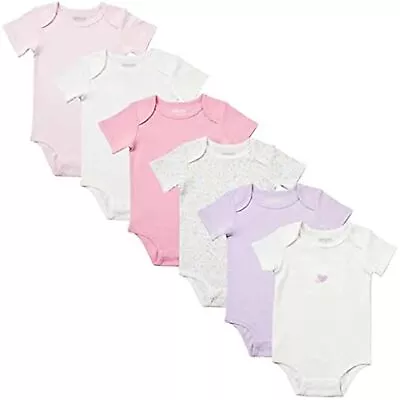 Kirkland Signature Infant Baby Girl's 6-pack Cotton Bodysuit (Pink 0-3 Months) • $18.50