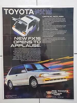 1986 Vintage Toyota FX 16  Corolla Magazine Ad • $11