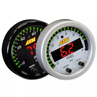 Aem 30-0301 52mm X-series Oil/fuel Pressure Gauge 100psi 7bar W/ White Face Kit • $206.37