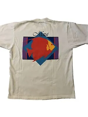 Vintage Men’s Medium 90s Crazy Shirt Single Stitch Maui Hawaii T Shirt White • $24.95
