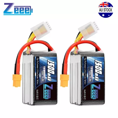 $50.99 • Buy 2x Zeee 4S Graphene LiPo Battery 1500mAh 120C 14.8V XT60 For RC FPV Quad Drone
