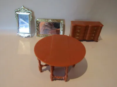 Marx Little Hostess Dollhouse Furniture Drop Leaf Table Chest Mirrors • $40