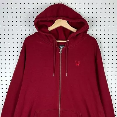 Nike Hoodie Sweatshirt Jacket Full Zip Maroon Burgundy Logo Swoosh Mens Size XXL • $16.99