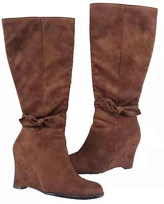 Amanda Smith Knee High Boots Women's Size 8 1/2 M Brown Suede In Original Box • $42.99