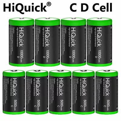 Lot 5000/10000mAh Ni-MH C D Size Cell Rechargeable Batteries Battery / Charger • $12.59