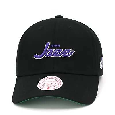 Mitchell & Ness Utah Jazz Dad Hat Strapback Cap Black/Purple Script • $26.99