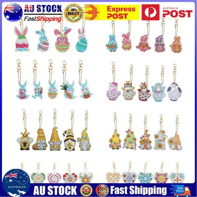 $12.89 • Buy 4/5pcs 5D DIY Rhinestone Diamond Painting Keychain Art Craft Keyring Accessory