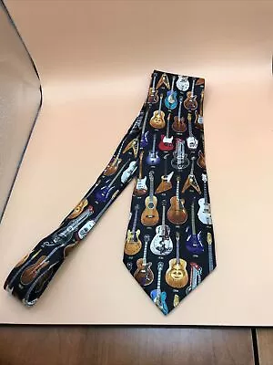 Museum Artifacts Neck Tie Hand Made All Silk Classic Guitars 1910-1996 Music • $10