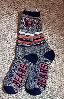 NEW! Chicago Bears NFL Gray Crew Socks Fits 10-13 Navy Orange Da Bears 1 Pair • $9.99