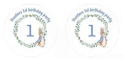 £2.30 • Buy 24 Personalised Stickers New Peter Rabbit Christening Baby Shower 1st Birthday