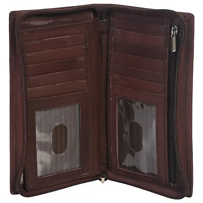 Leatherboss Tall Wallet- RFID Checkbook & Card Holder - Genuine Leather- Unisex • $14.99