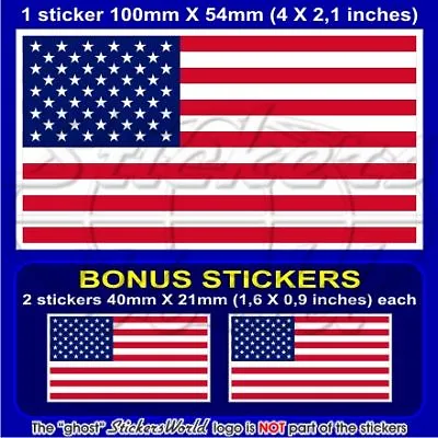 USA United States Of America Flag 4  (100mm) Bumper Sticker Decal X1+2 BONUS • £2.56