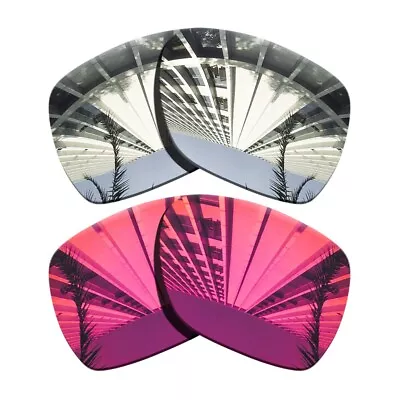 2 Pairs Polarized Replacement Lenses For-Oakley Deviation-Chrome+Fuchsia Red • $16.56