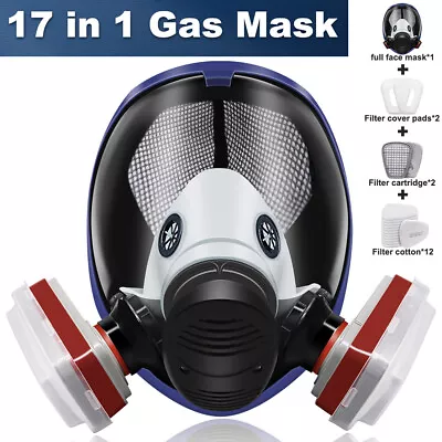 AU 6800 Paint Spray Chemical Vapor Mask 15 In 1 Full Face Respirator With Safety • $19.99