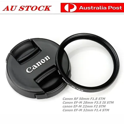 Canon 43mm Lens Cap RF 50mm F1.8 STM EF-M 28mm F3.5 IS STM Or + Slim UV Filter • $6.75