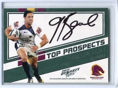 $40 • Buy @ Signed # Select Nrl 2012 Top Propects Card Gerad Beale No. 283 Broncos