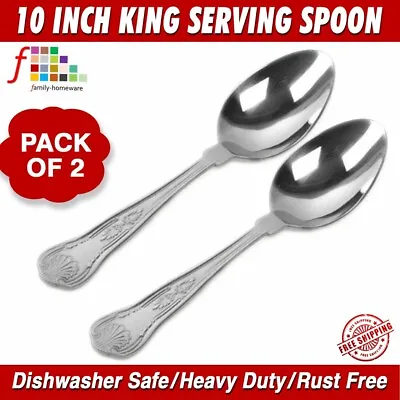 £6.99 • Buy Stainless Steel Large Serving Spoon Kings Pattern - Premium Quality 10 Inch STL