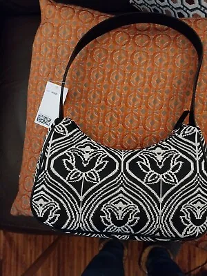 H&M 'Tapestry' Style Shoulder/hand Bag-Black/white-New ! • £8