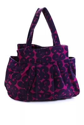 Marimekko Womens Purple Canvas Printed Shoulder Tote Bag Handbag • $85.39