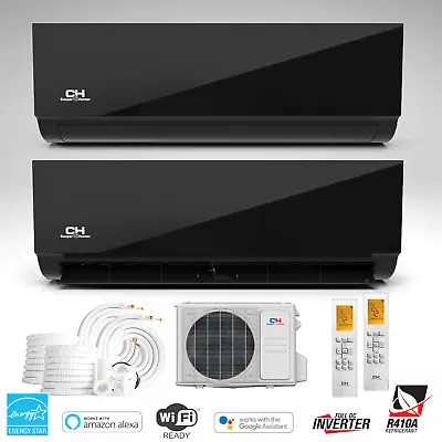 18000 BTU MidNight Dual 2 Zone Mini Split Heat Pump Air Conditioner 9000 + 9000 • $1787