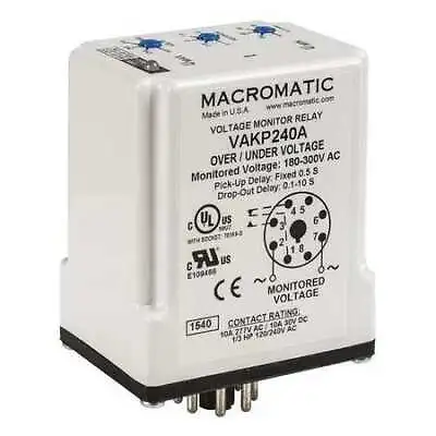 Macromatic Vakp120a Voltage Monitor Relay 120Vc Plug-In • $97.99