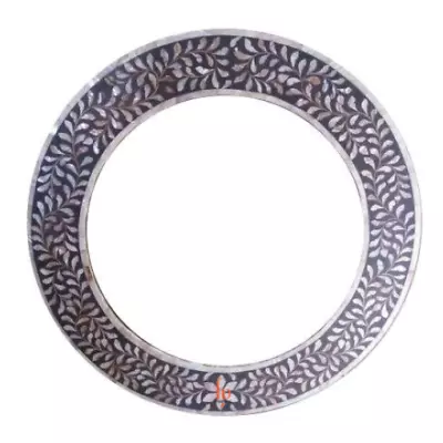 Grey Round Mirror Frame | Mother Of Pearl Inlay Bedroom Mirror For Dressing • $349.99