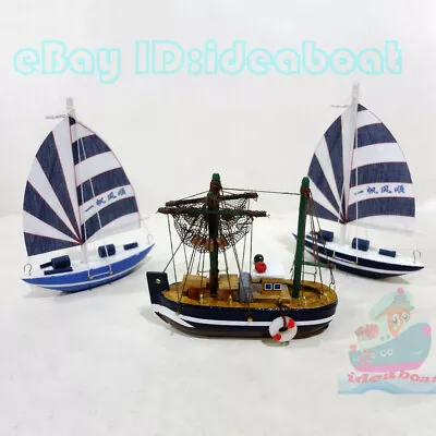 WOOD MODEL (10cm Length)Tall Ship Yacht Sailing Boat Fishing Boat Nautical Decor • $7.27